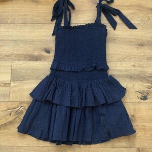 Katie J NYC smocked navy dress